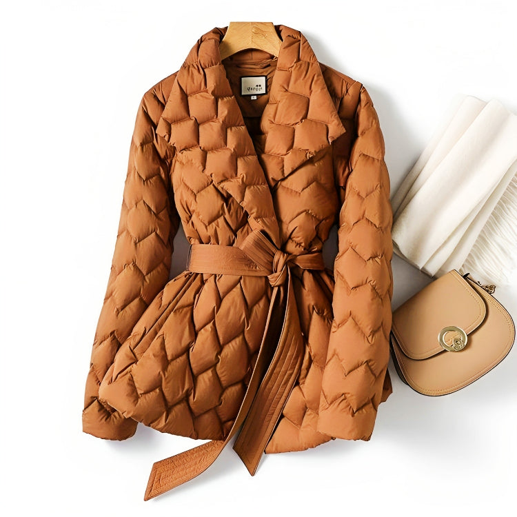 Stylish Quilted Women's Jacket - Eliana-Orange-M-Nora Luxe