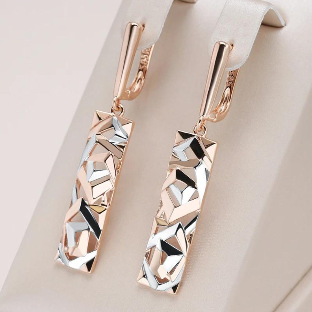 Stylish Rectangular Earrings in Gold and Silver - Elena-Nora Luxe