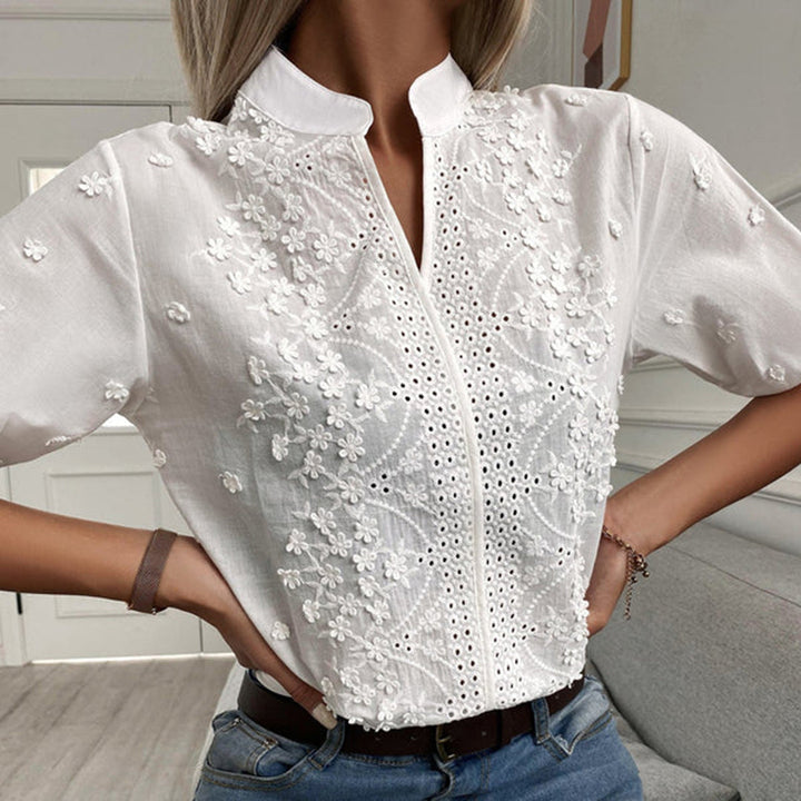 Stylish Relaxed Blouse - Serena-White-S-Nora Luxe