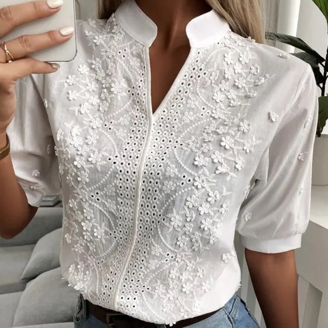 Stylish Relaxed Blouse - Serena-White-S-Nora Luxe