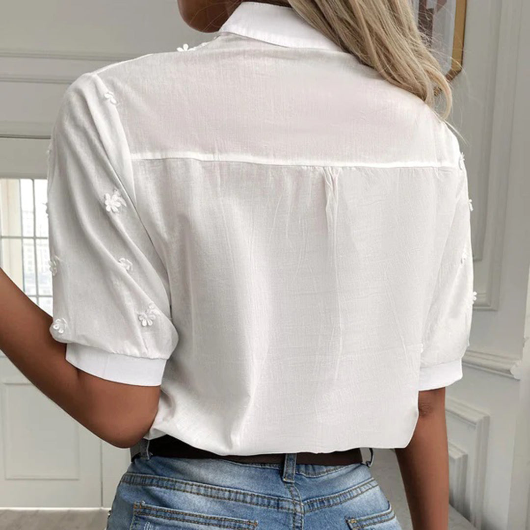 Stylish Relaxed Blouse - Serena-White-S-Nora Luxe