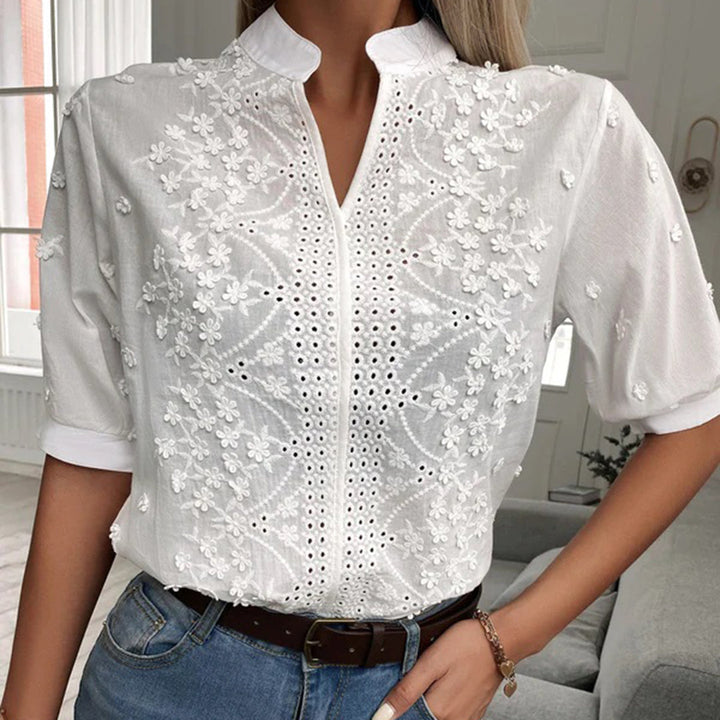 Stylish Relaxed Blouse - Serena-White-S-Nora Luxe