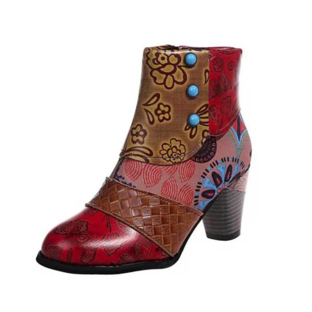Stylish Retro Leather Women's Boots - Livia-Red-4.0-Nora Luxe