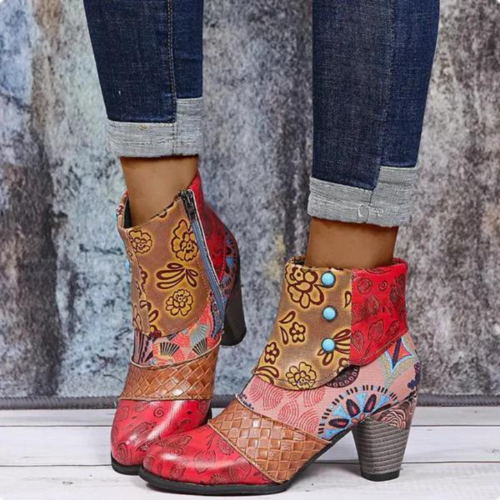 Stylish Retro Leather Women's Boots - Livia-Red-4.0-Nora Luxe