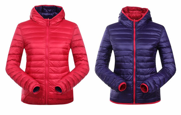 Stylish Reversible Women's Down Jacket - Aurora-Blue-S-Nora Luxe