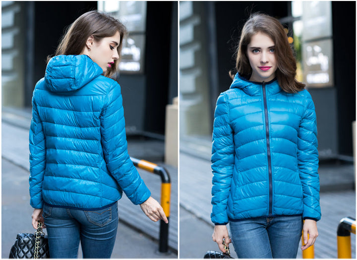 Stylish Reversible Women's Down Jacket - Aurora-Blue-S-Nora Luxe