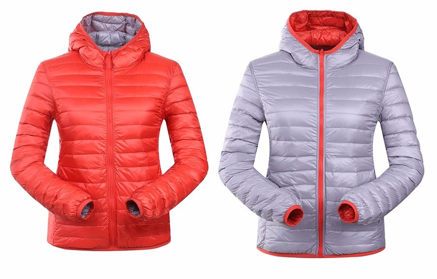 Stylish Reversible Women's Down Jacket - Aurora-Blue-S-Nora Luxe