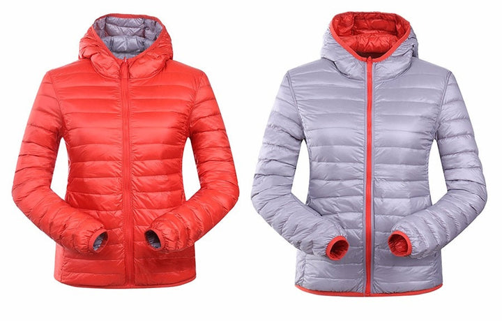 Stylish Reversible Women's Down Jacket - Aurora-Blue-S-Nora Luxe