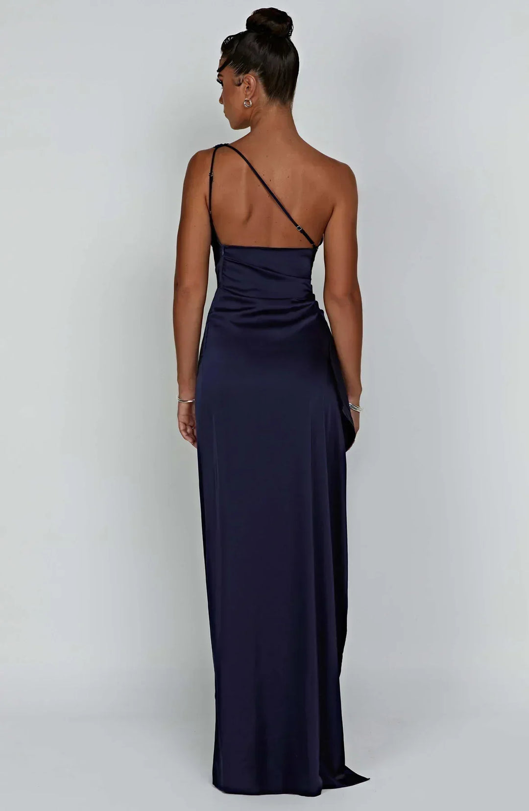 Stylish Satin Dress with Pleats and Shoulder Detail - Selene-Red-XS-Nora Luxe