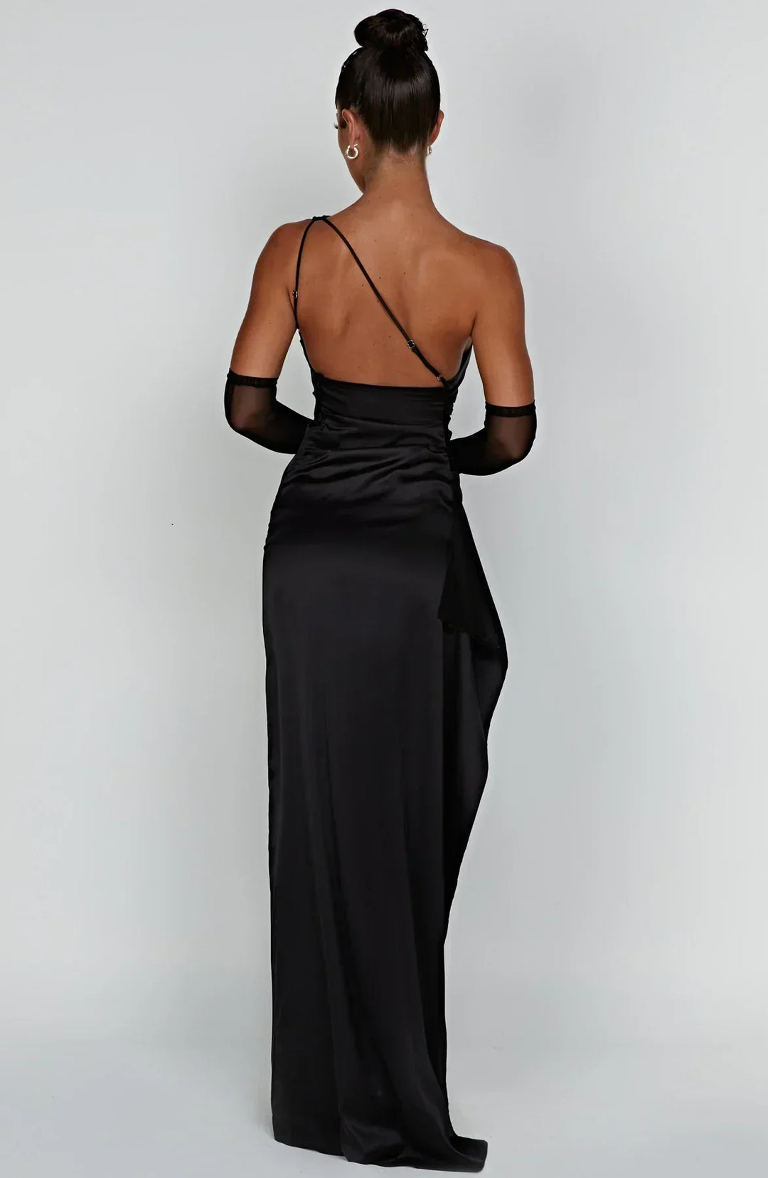 Stylish Satin Dress with Pleats and Shoulder Detail - Selene-Red-XS-Nora Luxe