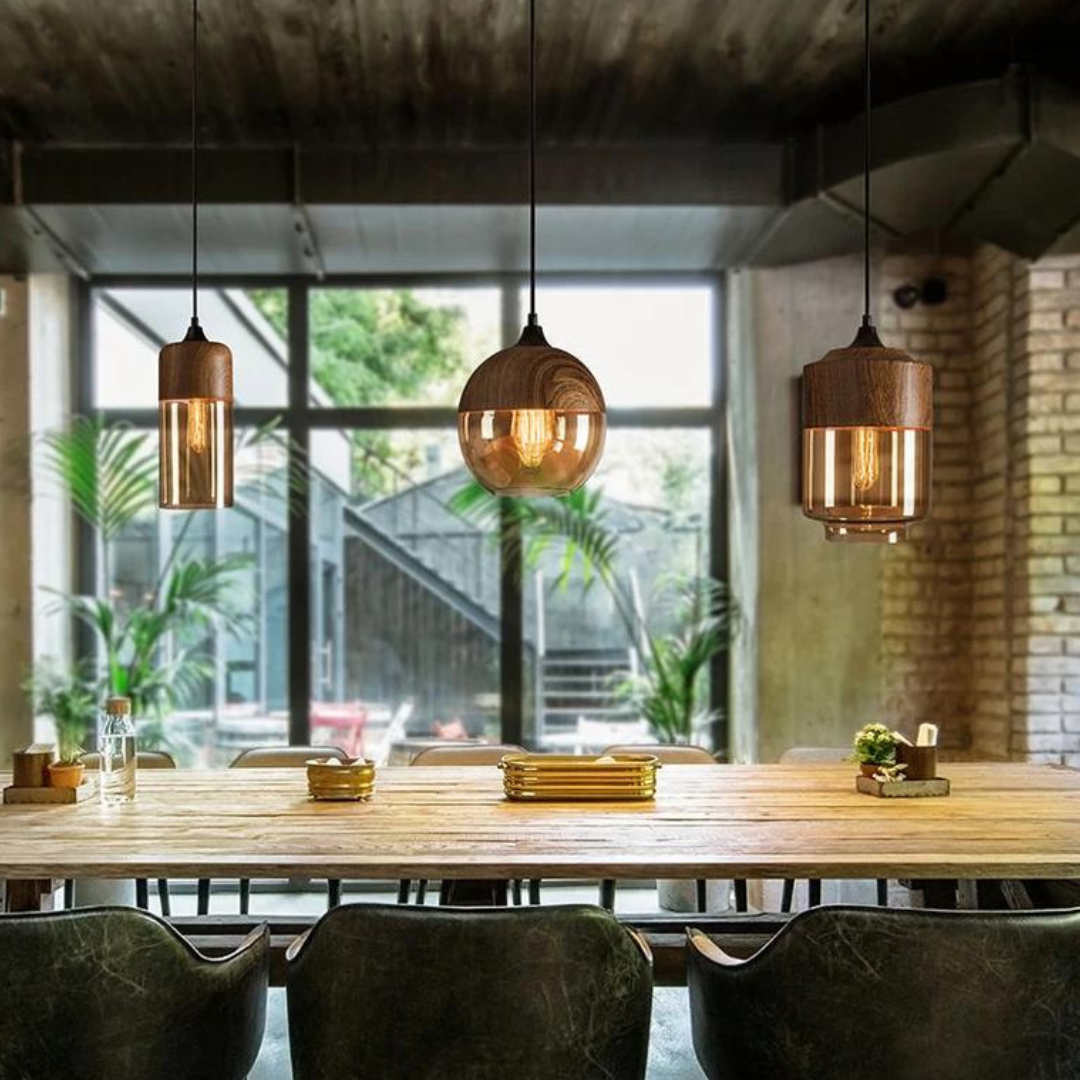 Stylish Scandinavian Wooden Ceiling Lamp - NordLuna-Type A-Nora Luxe