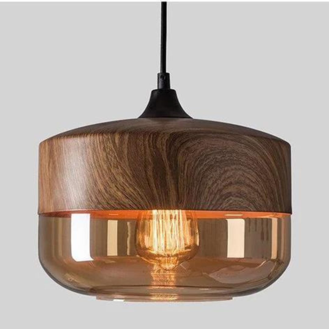 Stylish Scandinavian Wooden Ceiling Lamp - NordLuna-Type A-Nora Luxe