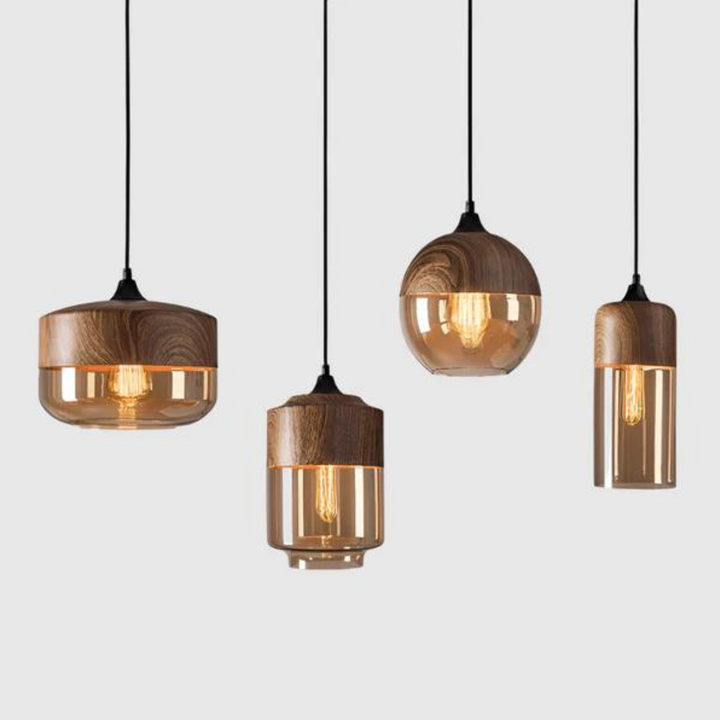 Stylish Scandinavian Wooden Ceiling Lamp - NordLuna-Type A-Nora Luxe