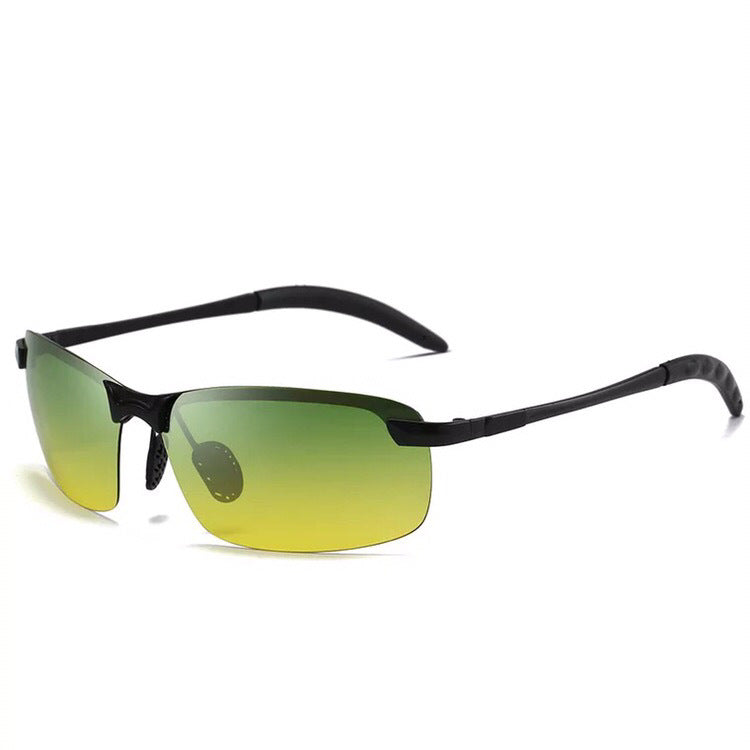 Stylish self-tinting polarised glasses for day & night – Nils-Black-Green-Yellow-Nora Luxe