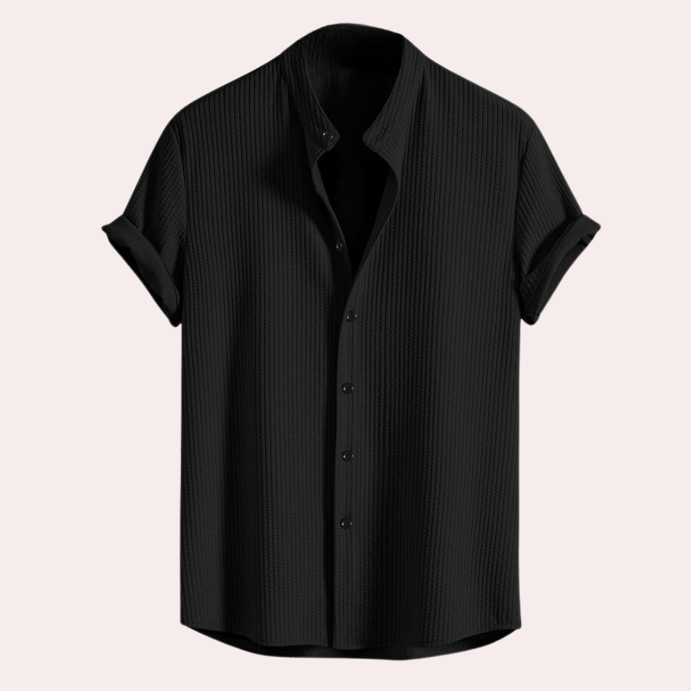 Stylish Short-Sleeved Shirt for Men - Victor-Black-S-Nora Luxe
