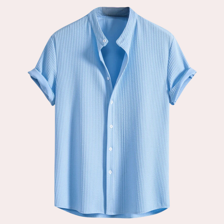 Stylish Short-Sleeved Shirt for Men - Victor-Blue-S-Nora Luxe