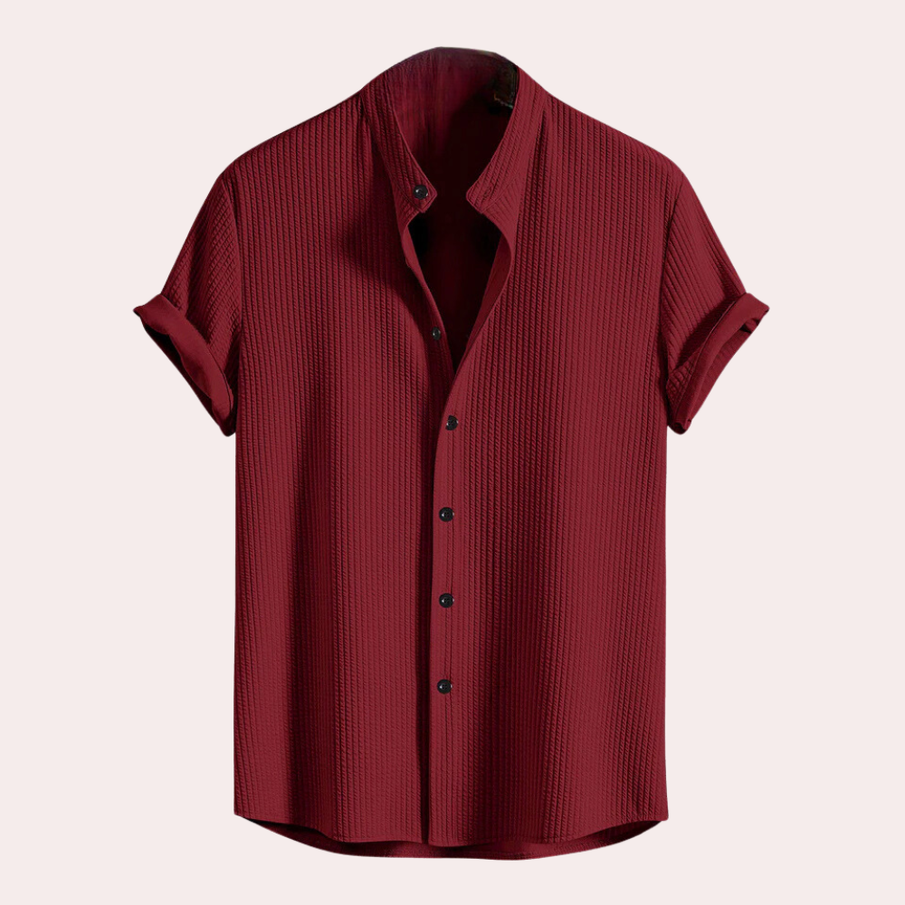 Stylish Short-Sleeved Shirt for Men - Victor-Red-S-Nora Luxe