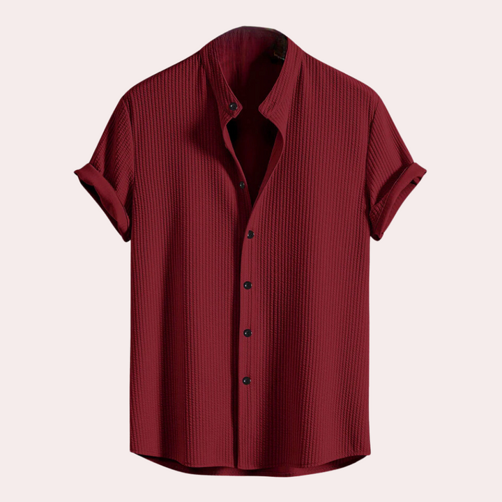 Stylish Short-Sleeved Shirt for Men - Victor-Red-S-Nora Luxe