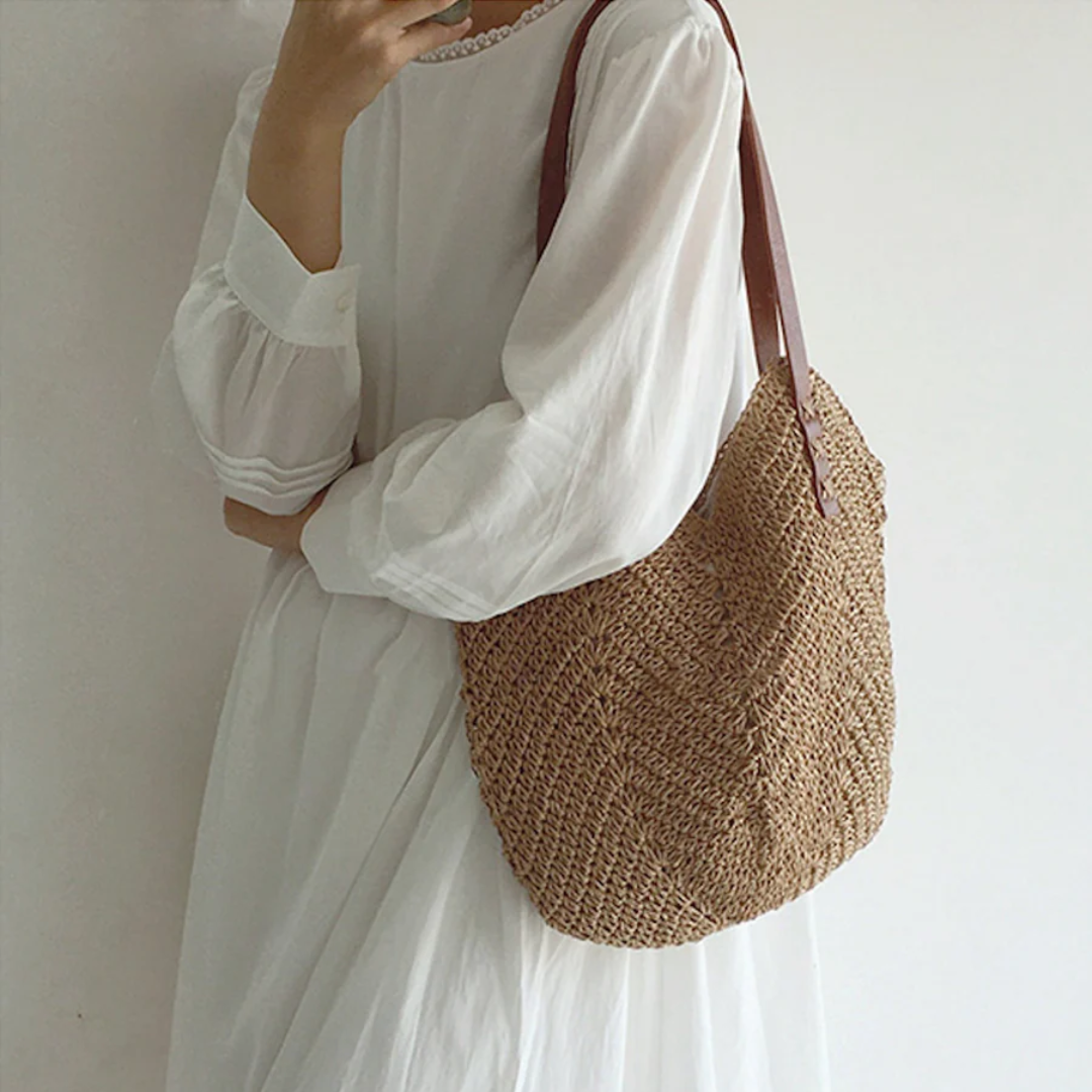 Stylish Shoulder Bag for Women - BreezeWoven-White-Nora Luxe