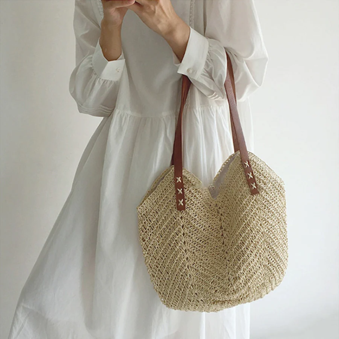 Stylish Shoulder Bag for Women - BreezeWoven-White-Nora Luxe