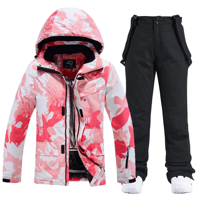 Stylish Ski Suit for Women - Aurora-Pink/Black-XS-Nora Luxe