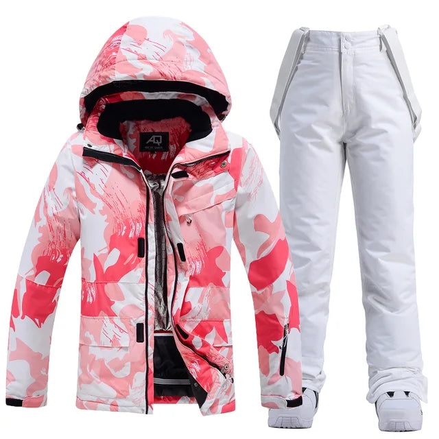 Stylish Ski Suit for Women - Aurora-Pink/White-XS-Nora Luxe