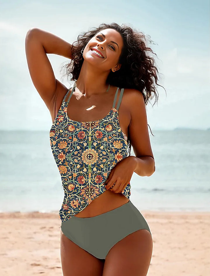 Stylish Sleeveless Bikini with Attractive Pattern - SummerGlow-S (4-6)-Nora Luxe