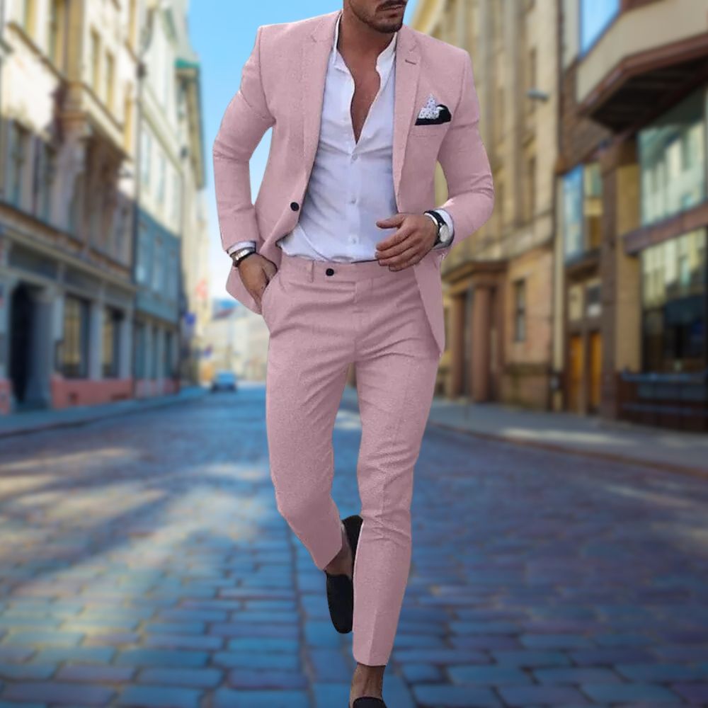 Stylish Slim Fit Men's Suit - Noah-Pink-XS-Nora Luxe