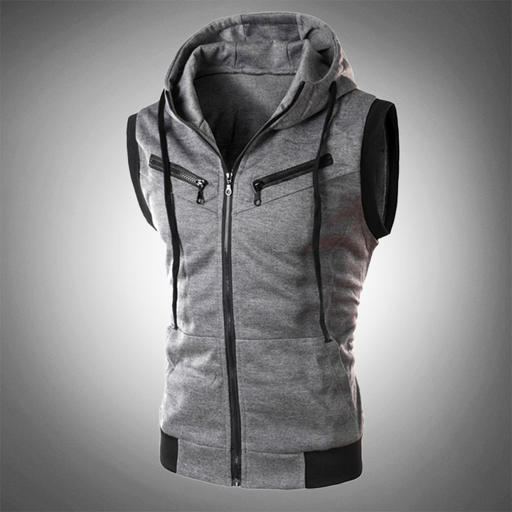 Stylish Slim-Fit Vest with Hood - Ricardo-Dark Gray-S-Nora Luxe