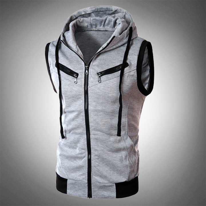 Stylish Slim-Fit Vest with Hood - Ricardo-Light Gray-S-Nora Luxe