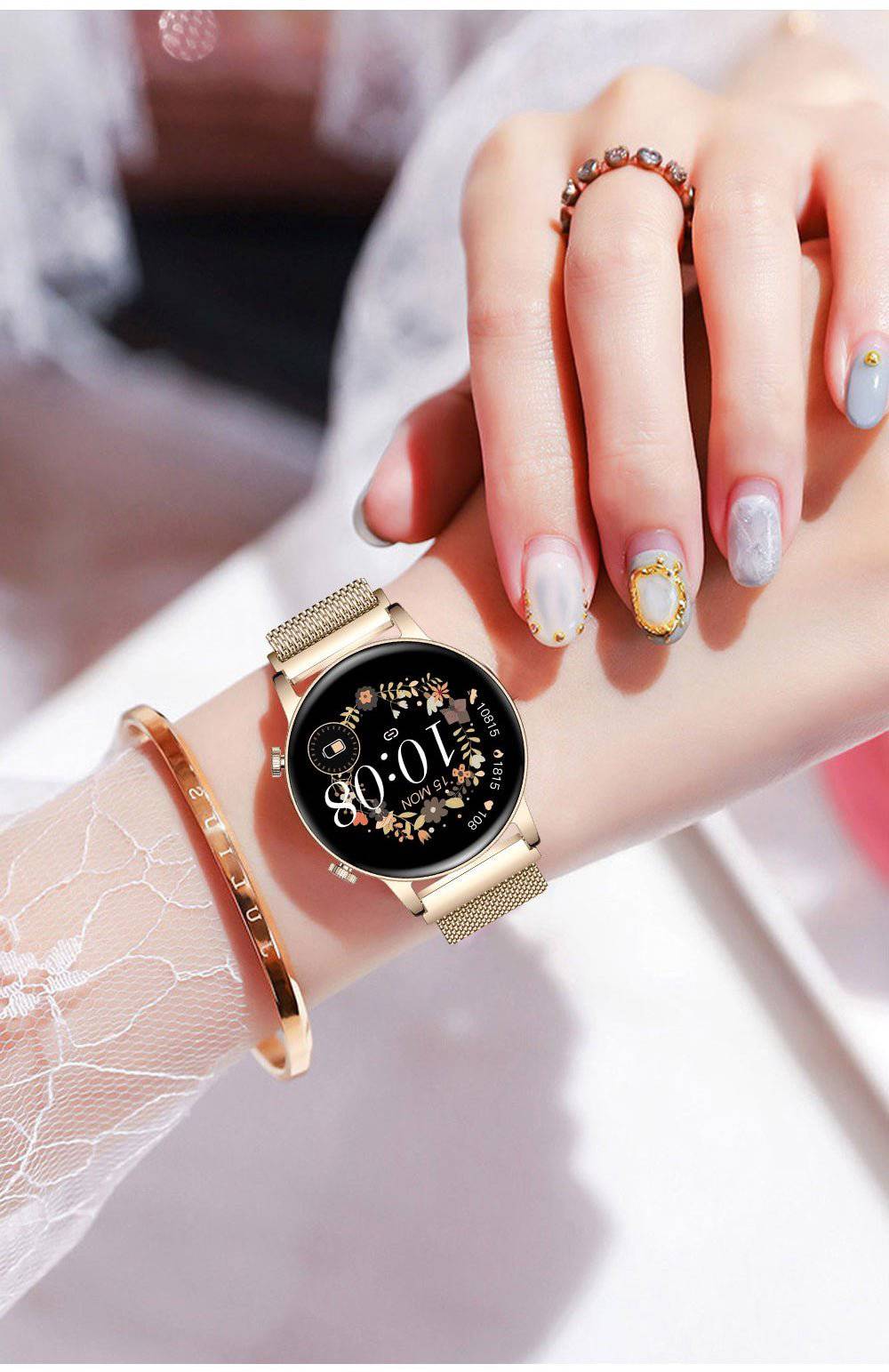 Stylish Smartwatch for Women - LuxeFit Pulse-Gold-Nora Luxe