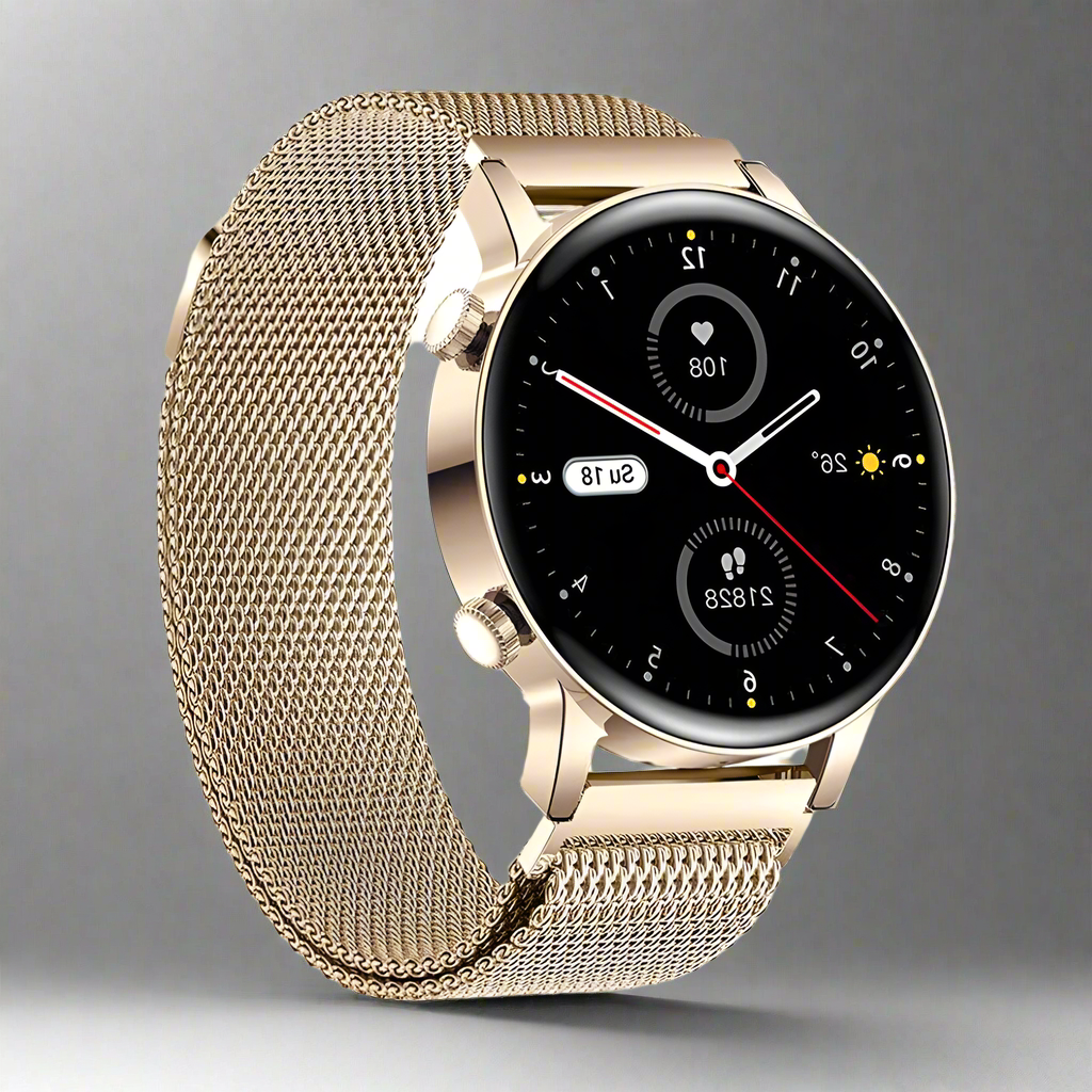 Stylish Smartwatch for Women - LuxeFit Pulse-Gold-Nora Luxe