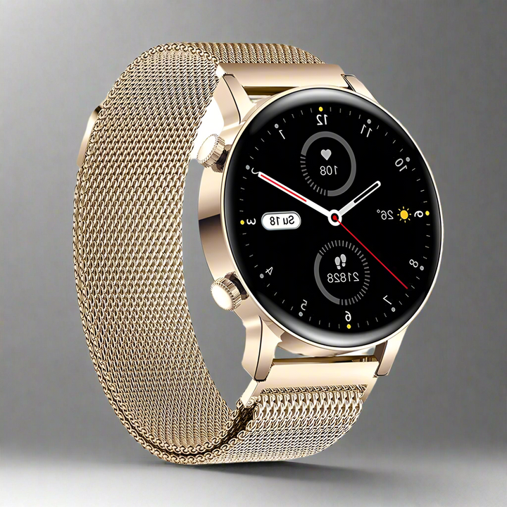 Stylish Smartwatch for Women - LuxeFit Pulse-Gold-Nora Luxe
