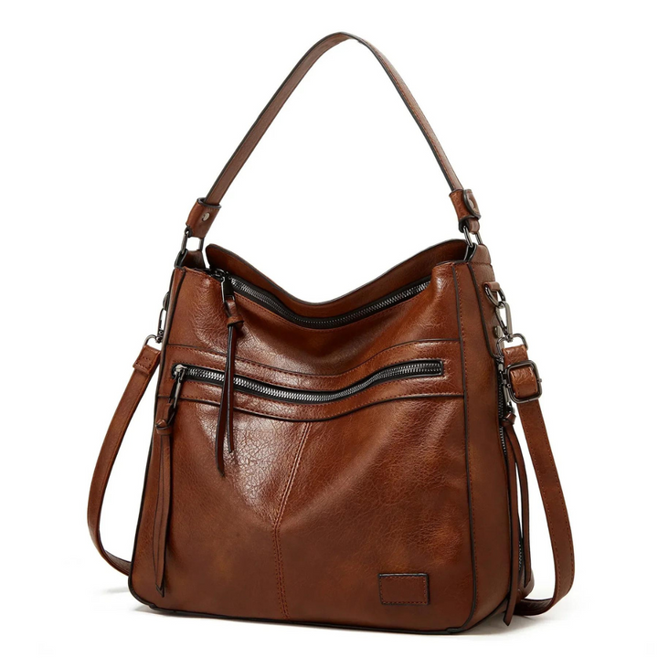 Stylish Spacious Leather Shoulder Bag - Elodie-Brown-Nora Luxe