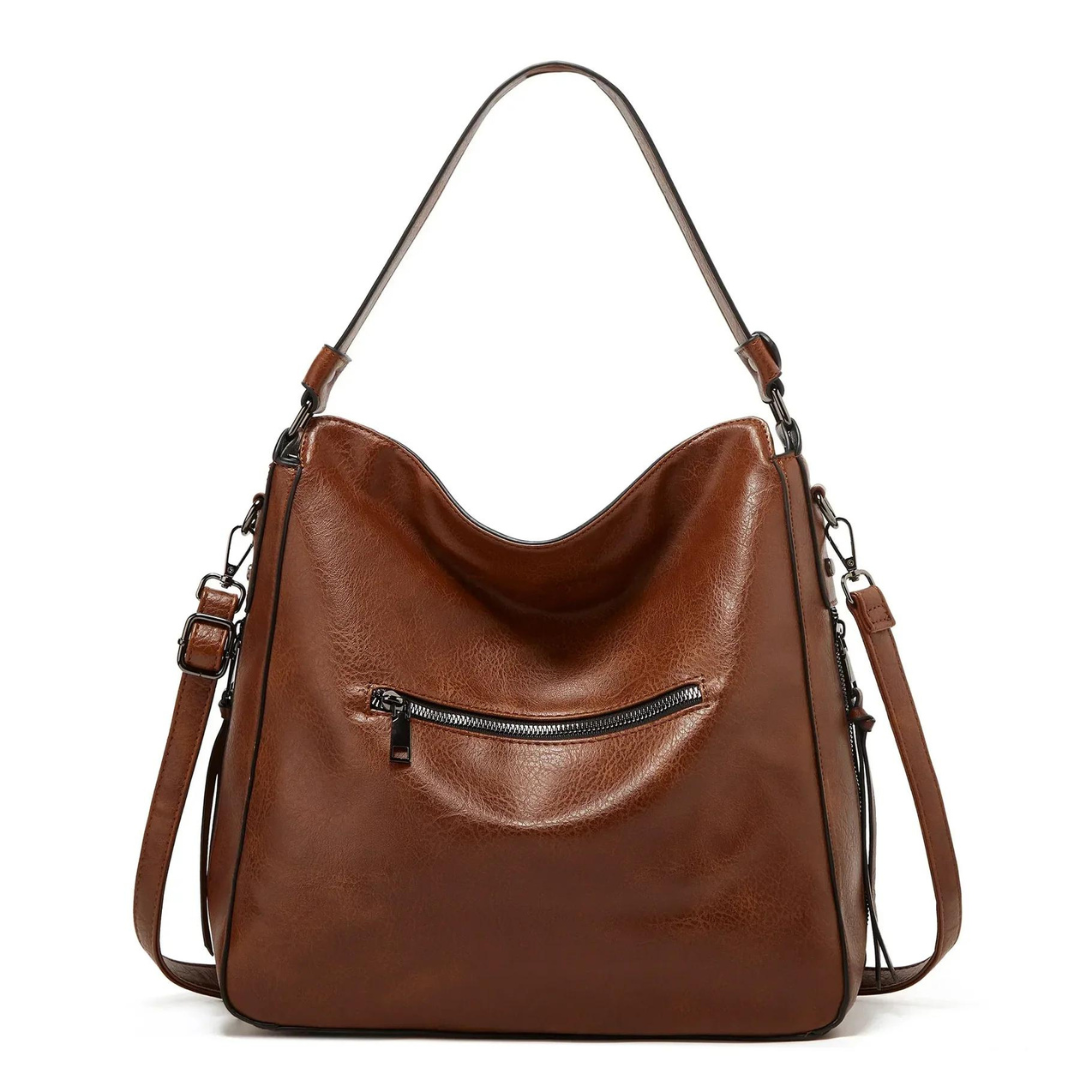 Stylish Spacious Leather Shoulder Bag - Elodie-Brown-Nora Luxe