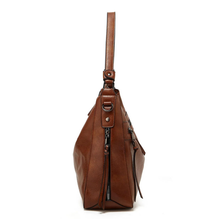 Stylish Spacious Leather Shoulder Bag - Elodie-Brown-Nora Luxe