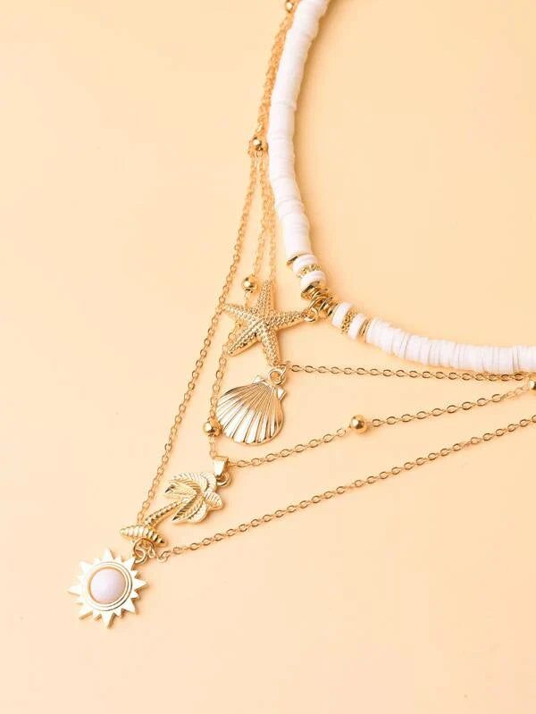 Stylish Starfish Layered Necklace-Nora Luxe