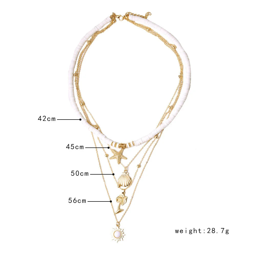 Stylish Starfish Layered Necklace-Nora Luxe