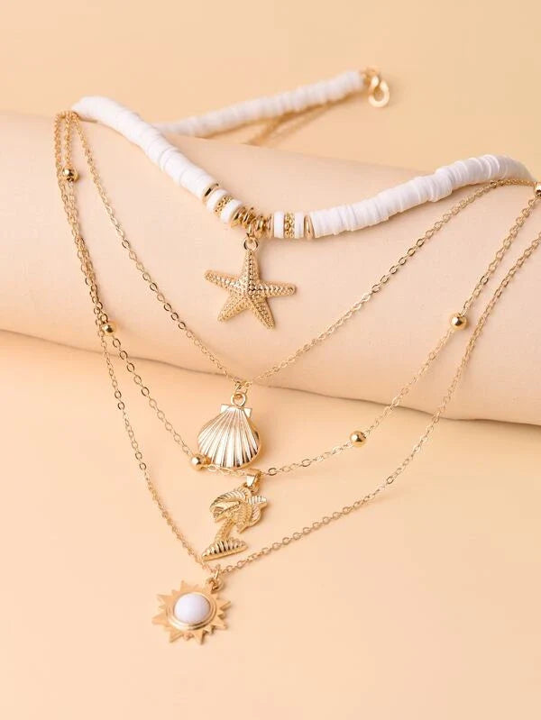 Stylish Starfish Layered Necklace-Nora Luxe