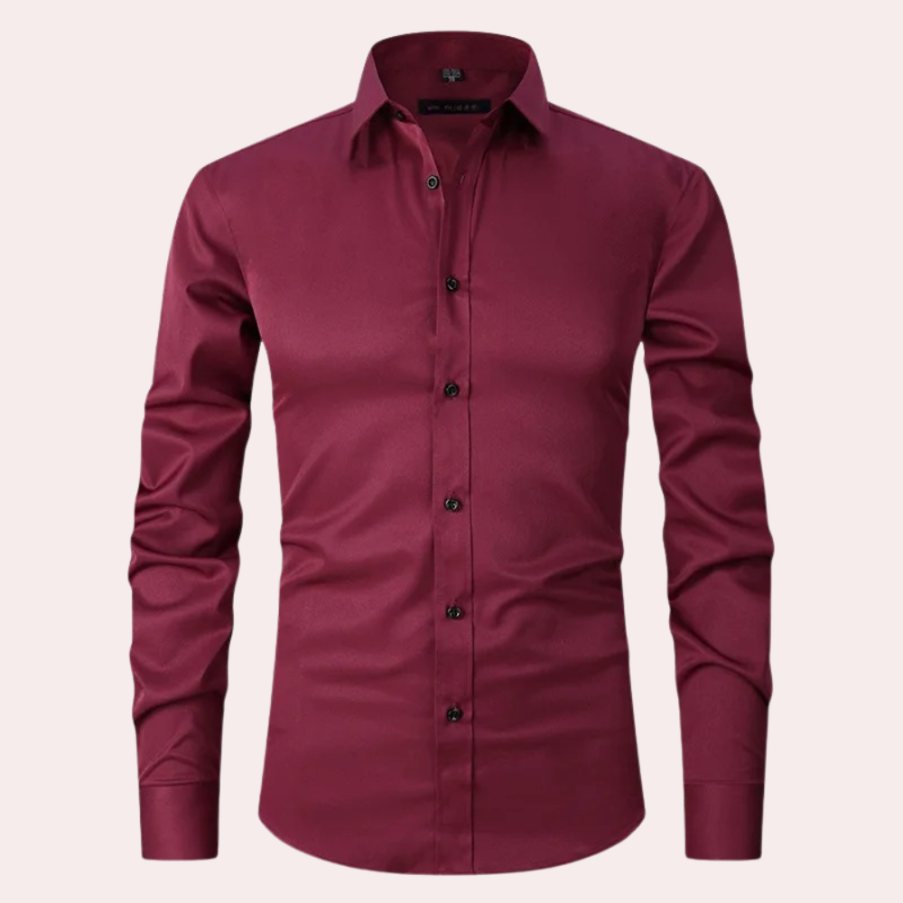 Stylish Stretch Men's Shirt - Ruben-Bordeaux Red-S-Nora Luxe