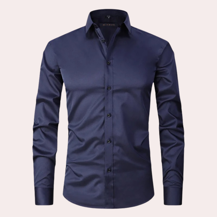 Stylish Stretch Men's Shirt - Ruben-Dark Blue-S-Nora Luxe