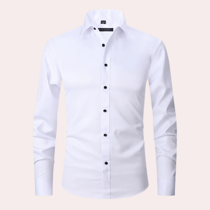 Stylish Stretch Men's Shirt - Ruben-White-S-Nora Luxe