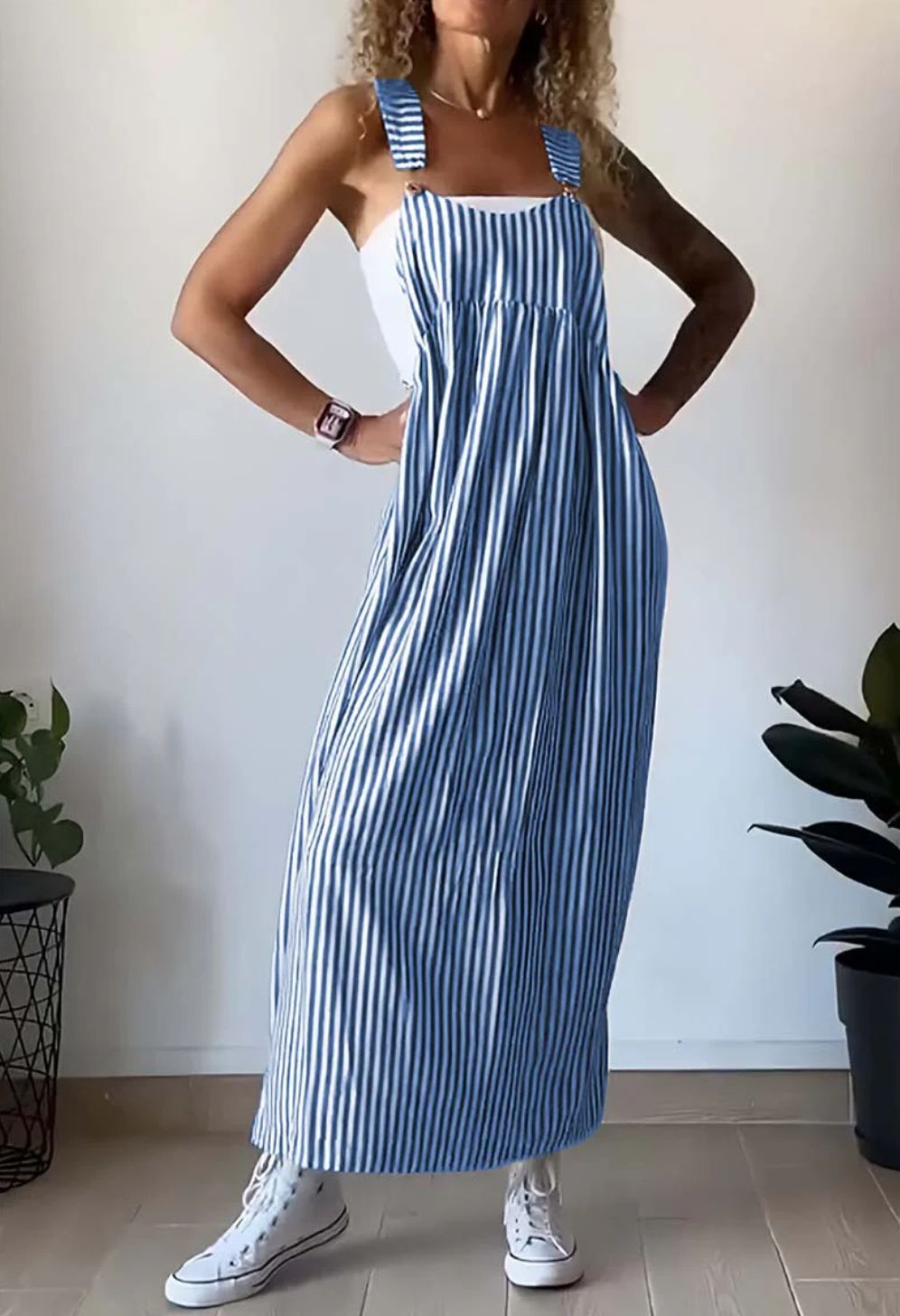 Stylish Striped Casual Jumpsuit with Comfort Cut – Liana-Blue-S-Nora Luxe