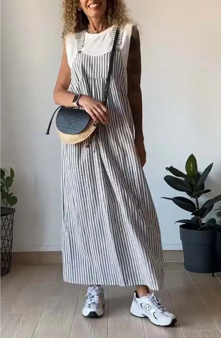 Stylish Striped Casual Jumpsuit with Comfort Cut – Liana-Gray-S-Nora Luxe