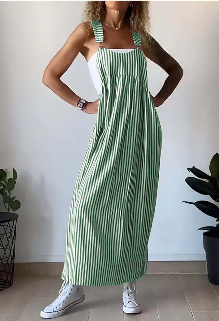 Stylish Striped Casual Jumpsuit with Comfort Cut – Liana-Green-S-Nora Luxe