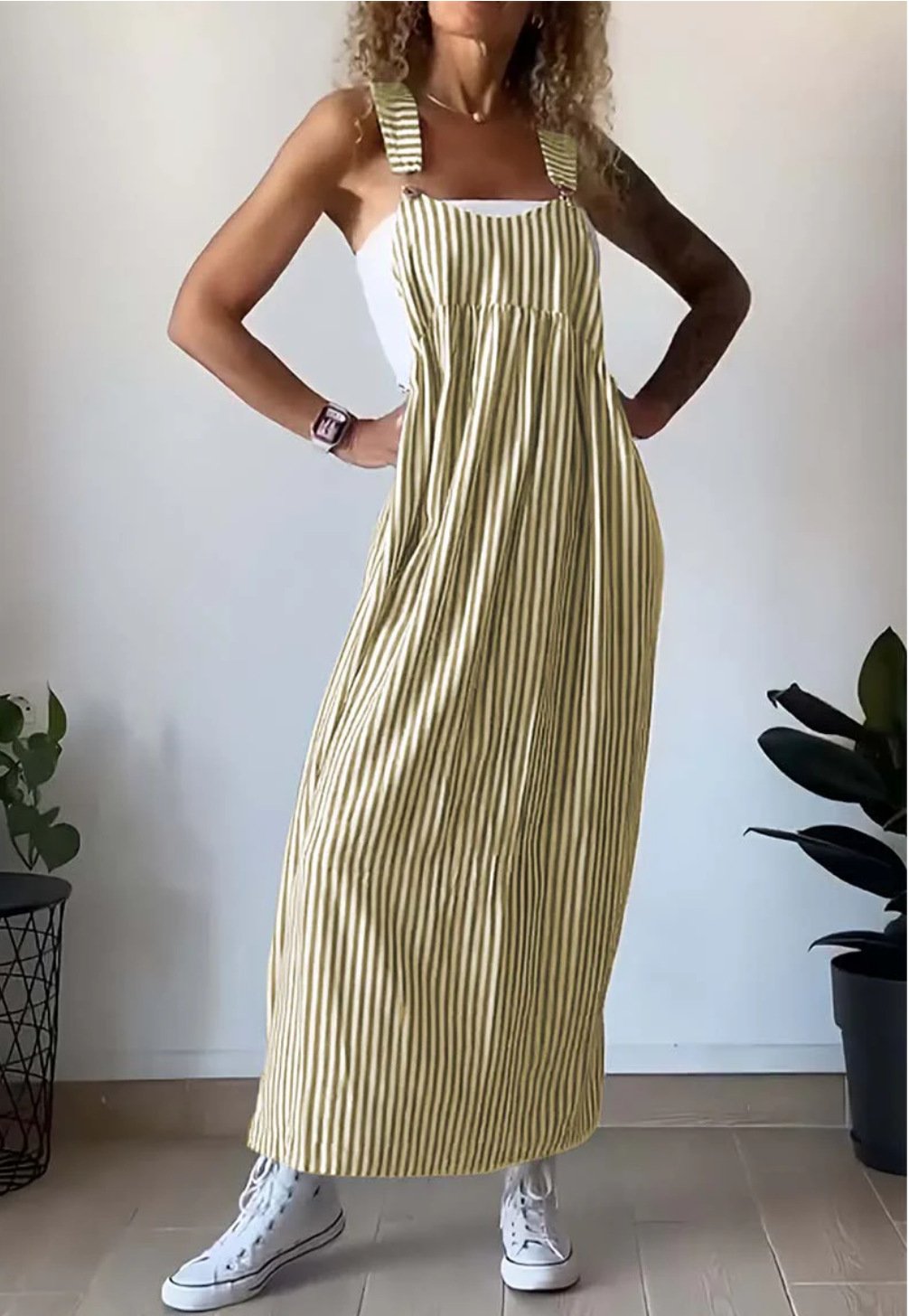 Stylish Striped Casual Jumpsuit with Comfort Cut – Liana-Yellow-S-Nora Luxe