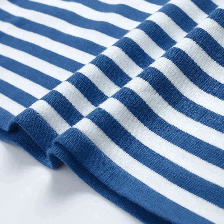 Stylish Striped T-Shirt Made of Lightweight Fabric - StreifenLeicht-Aqua blue-S-Nora Luxe