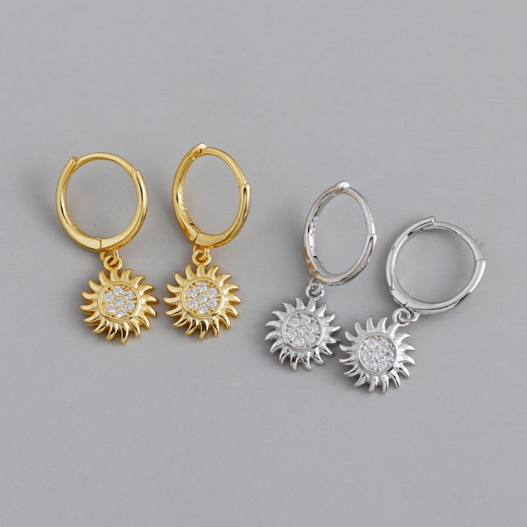 Stylish Sun Earrings for Ladies - Elara-Silver-Nora Luxe