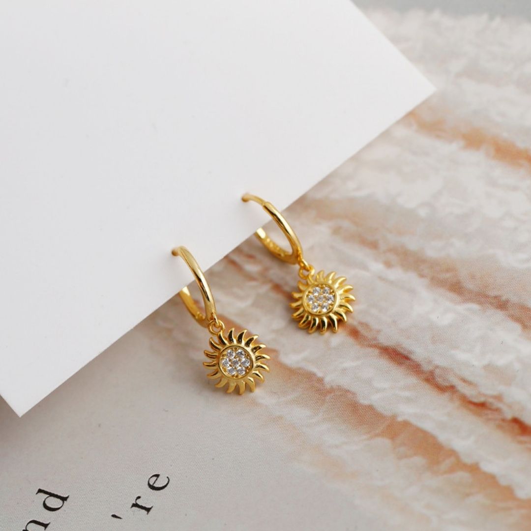 Stylish Sun Earrings for Ladies - Elara-Silver-Nora Luxe