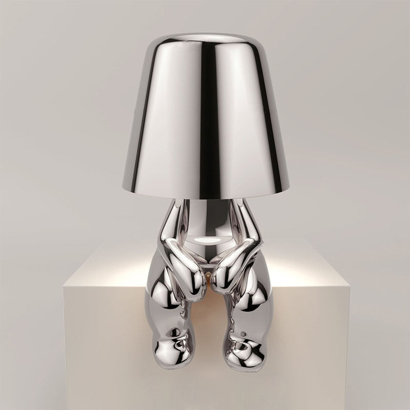 Stylish Table Lamp - LumiSerene-Seated Silver-Nora Luxe
